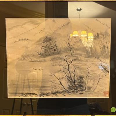 Chinese Watercolor Wash Drawing- Signed by Artist (est value $50-$100)