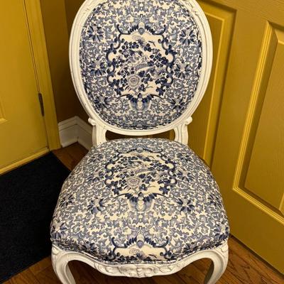 Antique Upholstered Chair w/ Foot Stool
