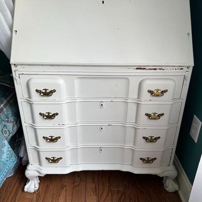 Antique Painted Secretary Desk with Chair