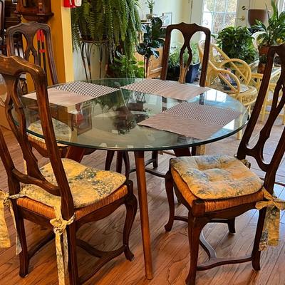 Glass Top Breakfast Table with 4 Chairs