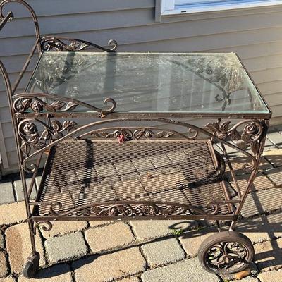 Metal and Glass Patio Cart