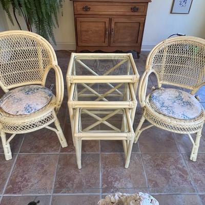 Pale Yellow Wicker Furniture Set