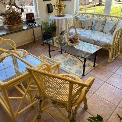 Pale Yellow Wicker Furniture Set