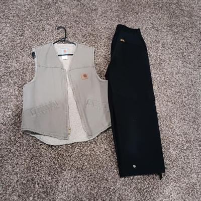 MEN'S CARHARTT SHEEPSKIN LINED VEST AND GORE-TEX PANTS