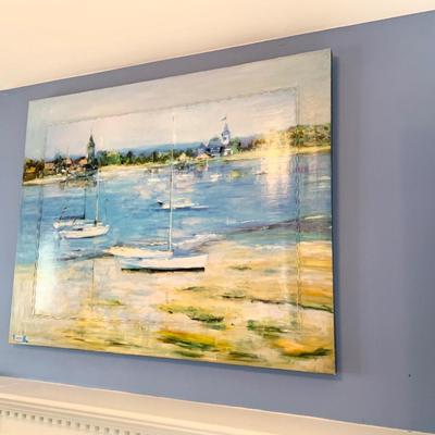 Large Seascape Signed Mixed Media Enhanced Litho On Canvas 4’ x 3’