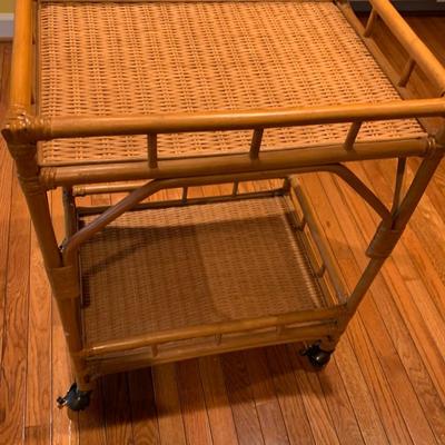 Rattan Bamboo Tea Cart