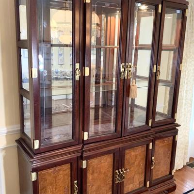Clean Asian Style China Cabinet Lighted