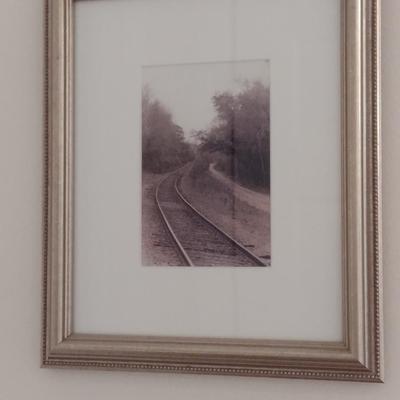 Framed Railroad Theme Print- Approx 9 3/4" x 11 3/4"