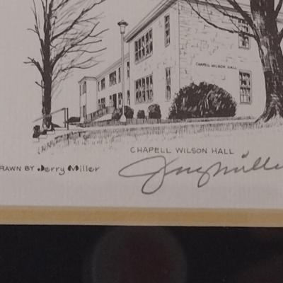 Framed Appalachian State University Buildings Theme Art- Approx 11 1/2" x 9 1/2"