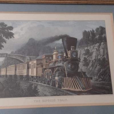 'The Express Train' Print Framed Under Glass- Approx 21 1/4" x 16 1/2"