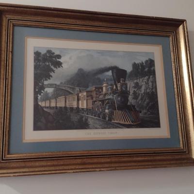 'The Express Train' Print Framed Under Glass- Approx 21 1/4" x 16 1/2"