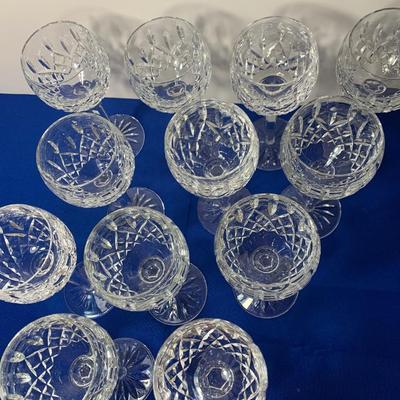 TWELVE Waterford Crystal 7” Wine Glasses