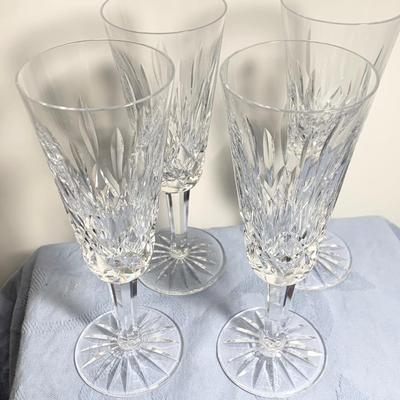 FOUR Waterford Crystal 7” Champagne Flutes