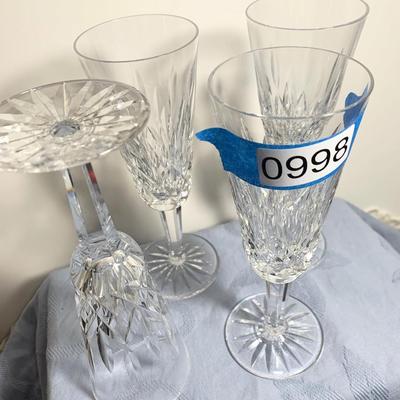 FOUR Waterford Crystal 7” Champagne Flutes