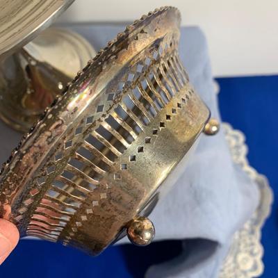 Sterling Silver Raised Compote & Two Nut Bowls