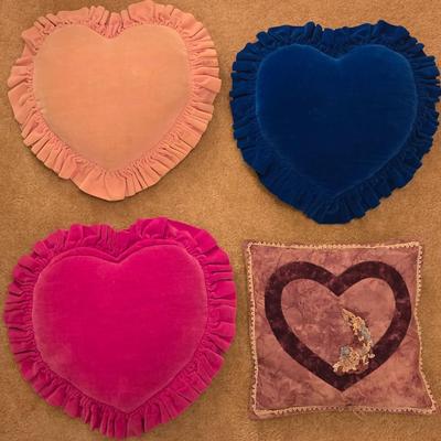 Velvet Heart Pillows and Quilted Heart Pillow