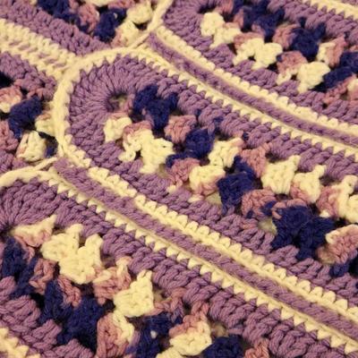 Purple & White Crocheted Blanket