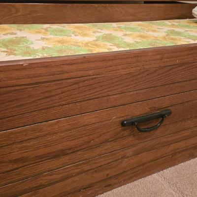 Ranch Oak Bunk Beds with a Pull Out Trundle Bed with Ladder and Matching Mirror