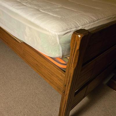 Ranch Oak Bunk Beds with a Pull Out Trundle Bed with Ladder and Matching Mirror