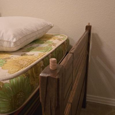 Ranch Oak Bunk Beds with a Pull Out Trundle Bed with Ladder and Matching Mirror