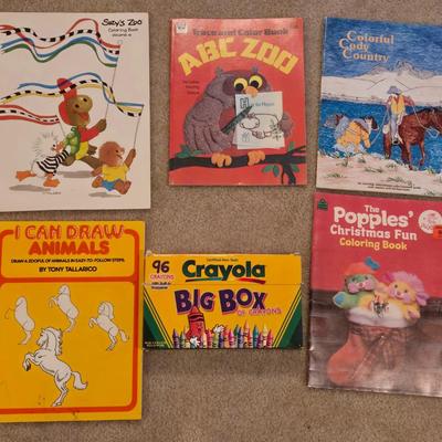 Vintage Coloing Books and Crayons