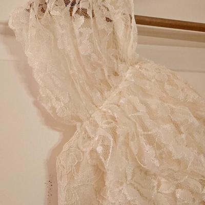 Vintage Lace Bodice with Tulle Ruffles Wedding Dress