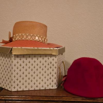 2 Vintage Ladies Hatswith Hat Box