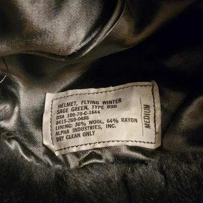 Vintage US Military Pilot's Winter Hat and Liner