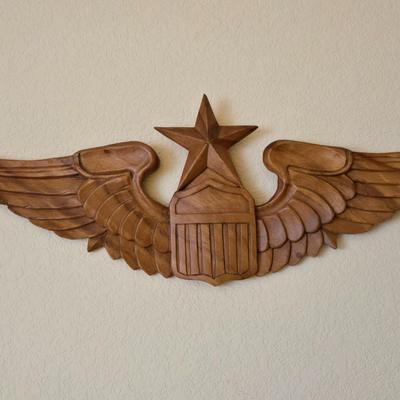 Vintage USAF Senior Pilots Wings Wood Framed Wall Display Aviator US Air Force