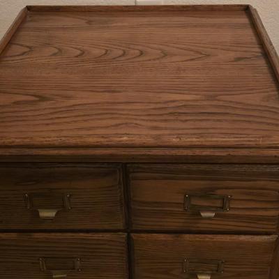 Vintage Wood Side Table with 4 Drawers