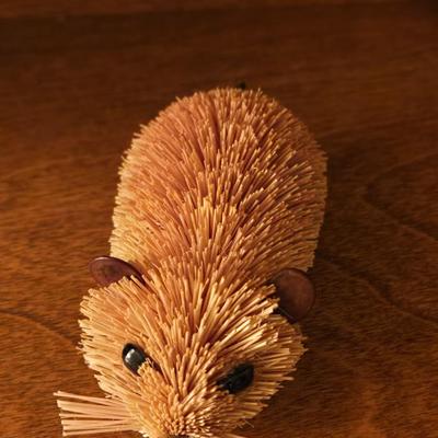 Vintage Natural Birdhouse Ornament, Gourd Ornament, and Bottlebrush Mouse