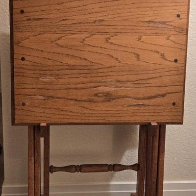 Set of 2 Wood TV Trays
