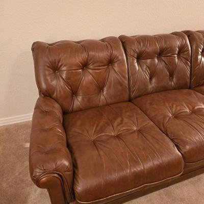 Mid Century Modern Brown Leather Couch