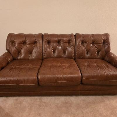 Mid Century Modern Brown Leather Couch