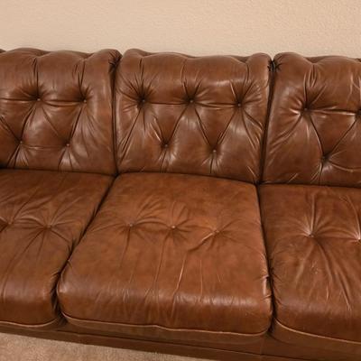 Mid Century Modern Brown Leather Couch