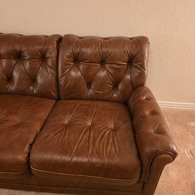 Mid Century Modern Brown Leather Couch