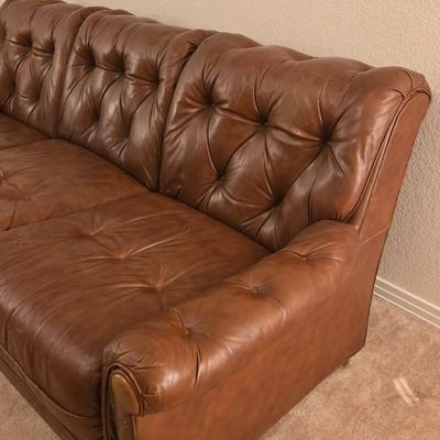 Mid Century Modern Brown Leather Couch