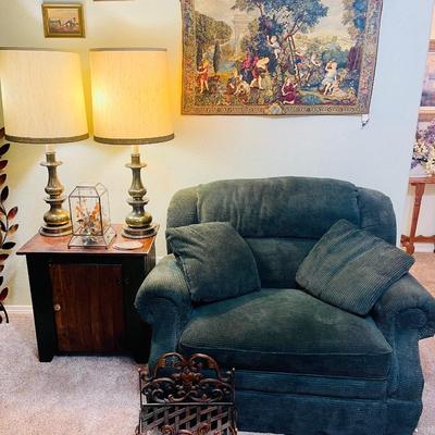 Tapestry and Green Chair Lot