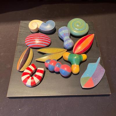 Sean O’Meallie Wooden Toy Sculptures & Black Wooden Display Board (DR-MG)