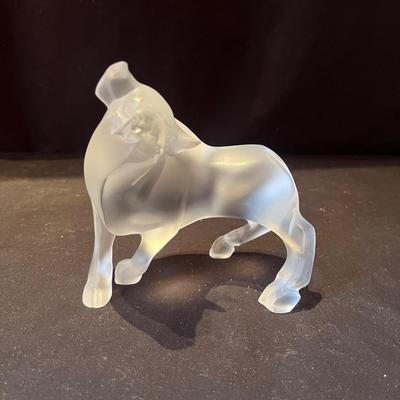 Lalique Taureau Vuelta Frosted Crystal Bull Figurine (LR-MG)