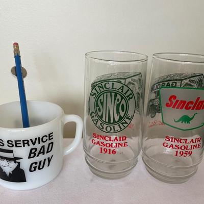 Sinclair Gas glasses, mug and pencil