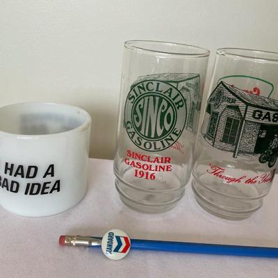 Sinclair Gas glasses, mug and pencil