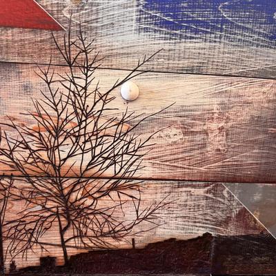Mixed Media Nature Painting on Wood (SW-DZ)