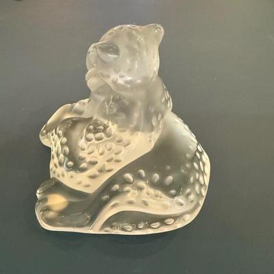 Lalique Jaguar Cubs Frosted Crystal Figurine (DR-MK)