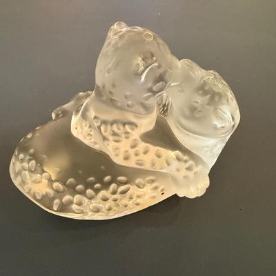 Lalique Jaguar Cubs Frosted Crystal Figurine (DR-MK)