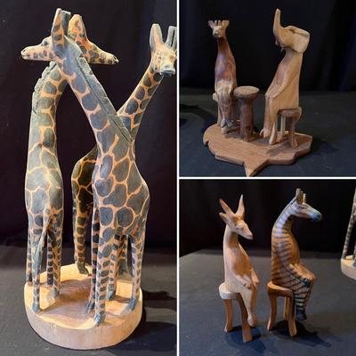 Hand Carved African Animals Wood Figurines (LR-RG)