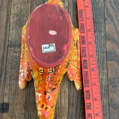 Fitz & Floyd orange bird Paper Mâché candleholder