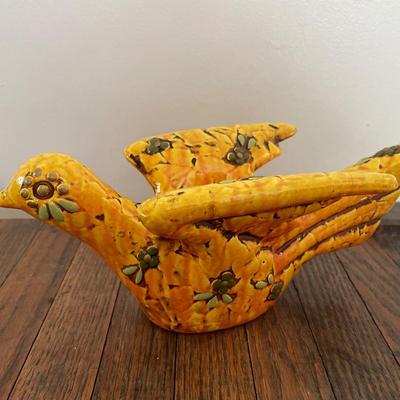 Fitz & Floyd orange bird Paper Mâché candleholder