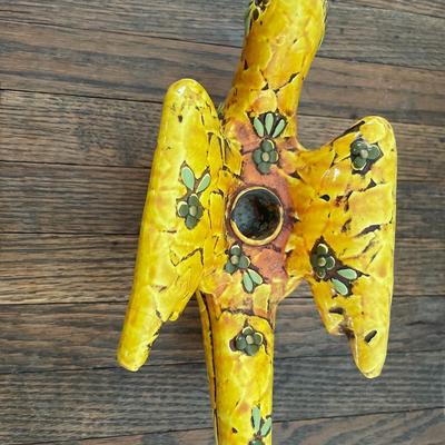 Fitz & Floyd orange bird Paper Mâché candleholder