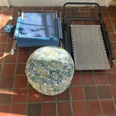 Two Folding Patio Rocking Chairs & Inflatable Ottoman (SR-MG)